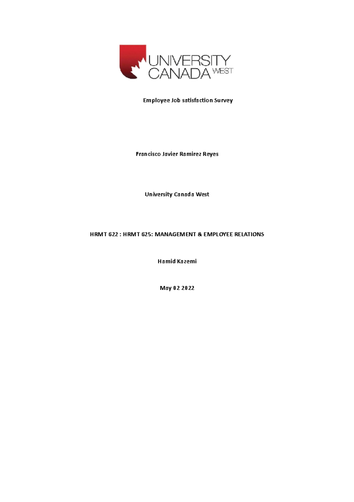Employee Job satisfaction Survey Assigment - Employee Job satisfaction ...
