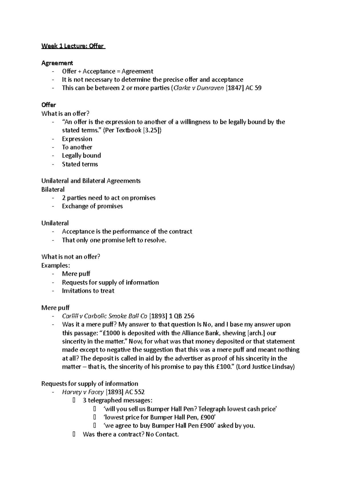 contract law assignment offer and acceptance