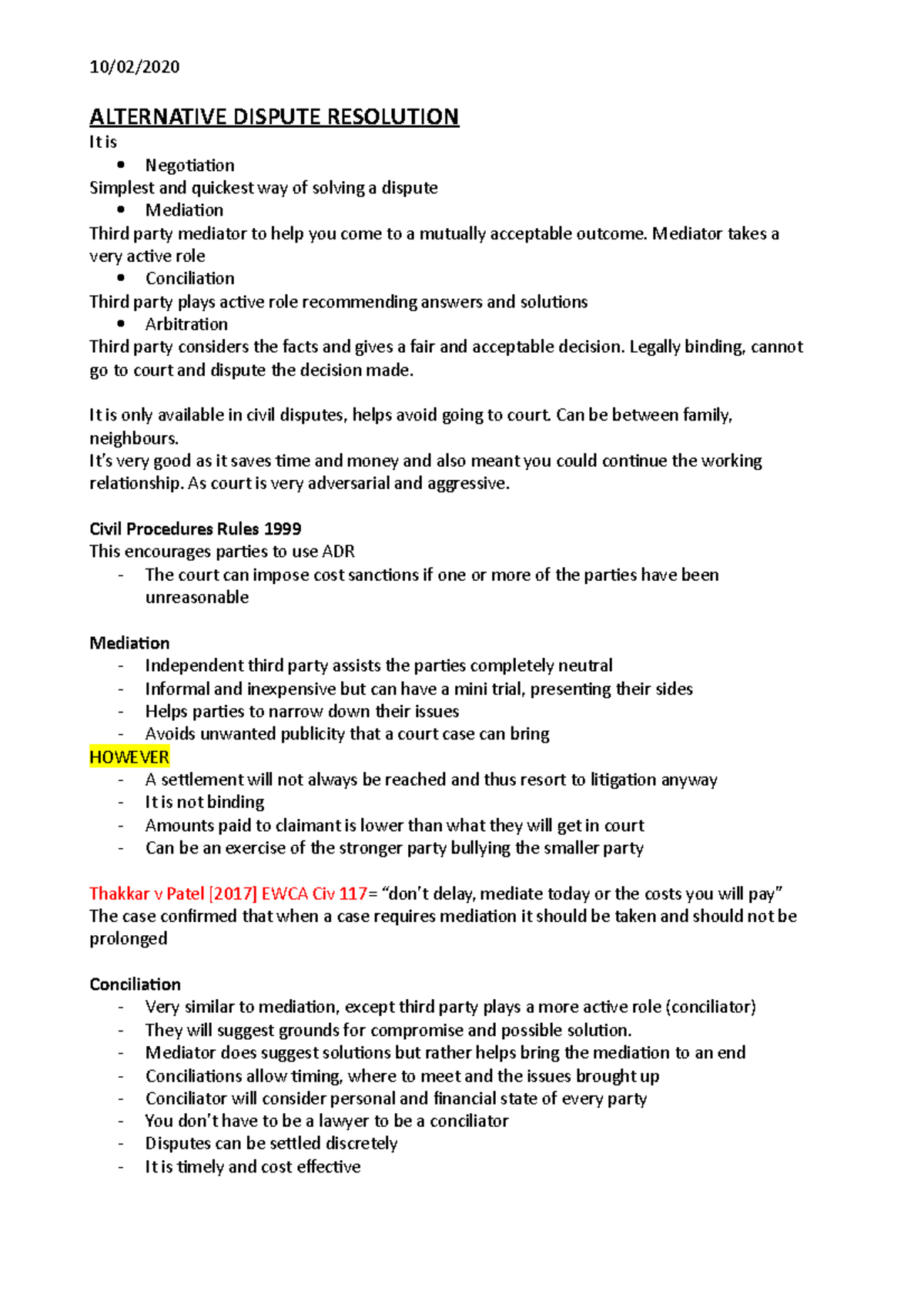 Alternative Dispute Resolution - 10/02/ ALTERNATIVE DISPUTE RESOLUTION ...