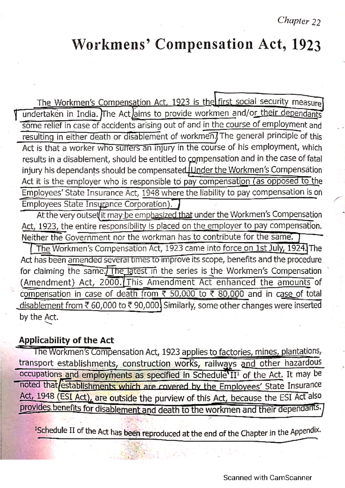 Chapter 22 Workmen Compensation Act Labour Legislation II Studocu