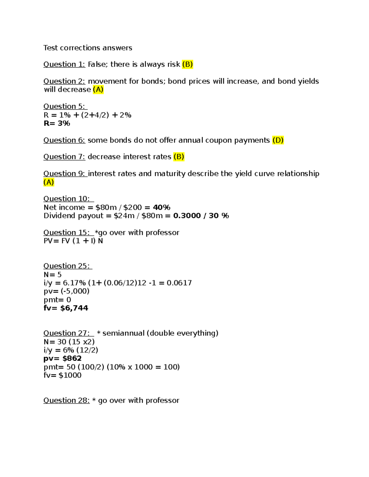 Test corrections answers - Test corrections answers Question 1: False ...