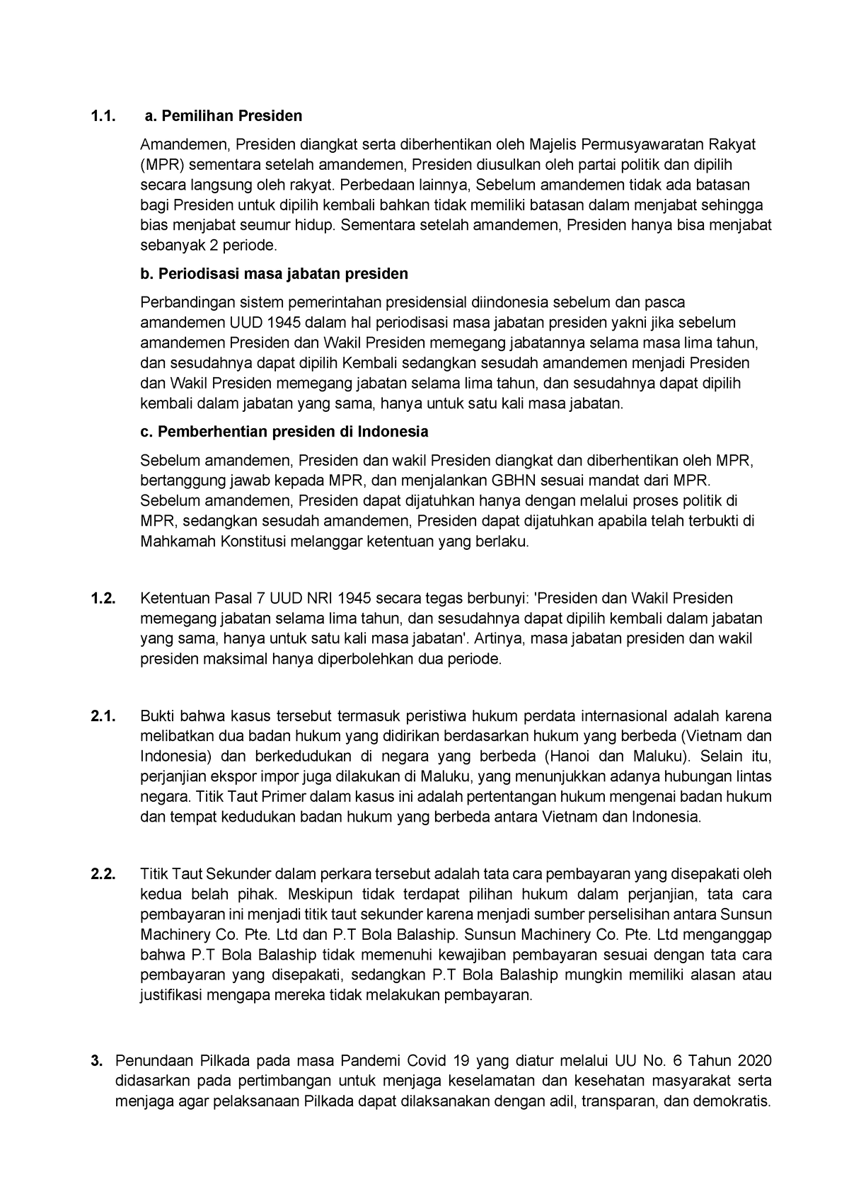 Tugas 2 - Sistem Hukum Indonesia - A. Pemilihan Presiden Amandemen ...