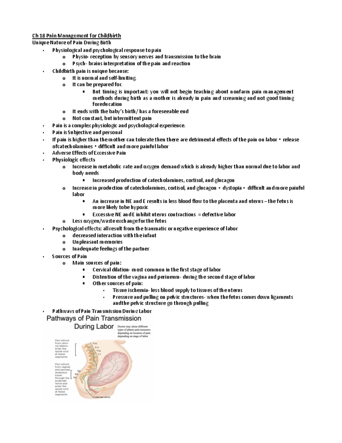 Maternity Chapter 18 19 27 28 - Ch 18 Pain Management for Childbirth ...