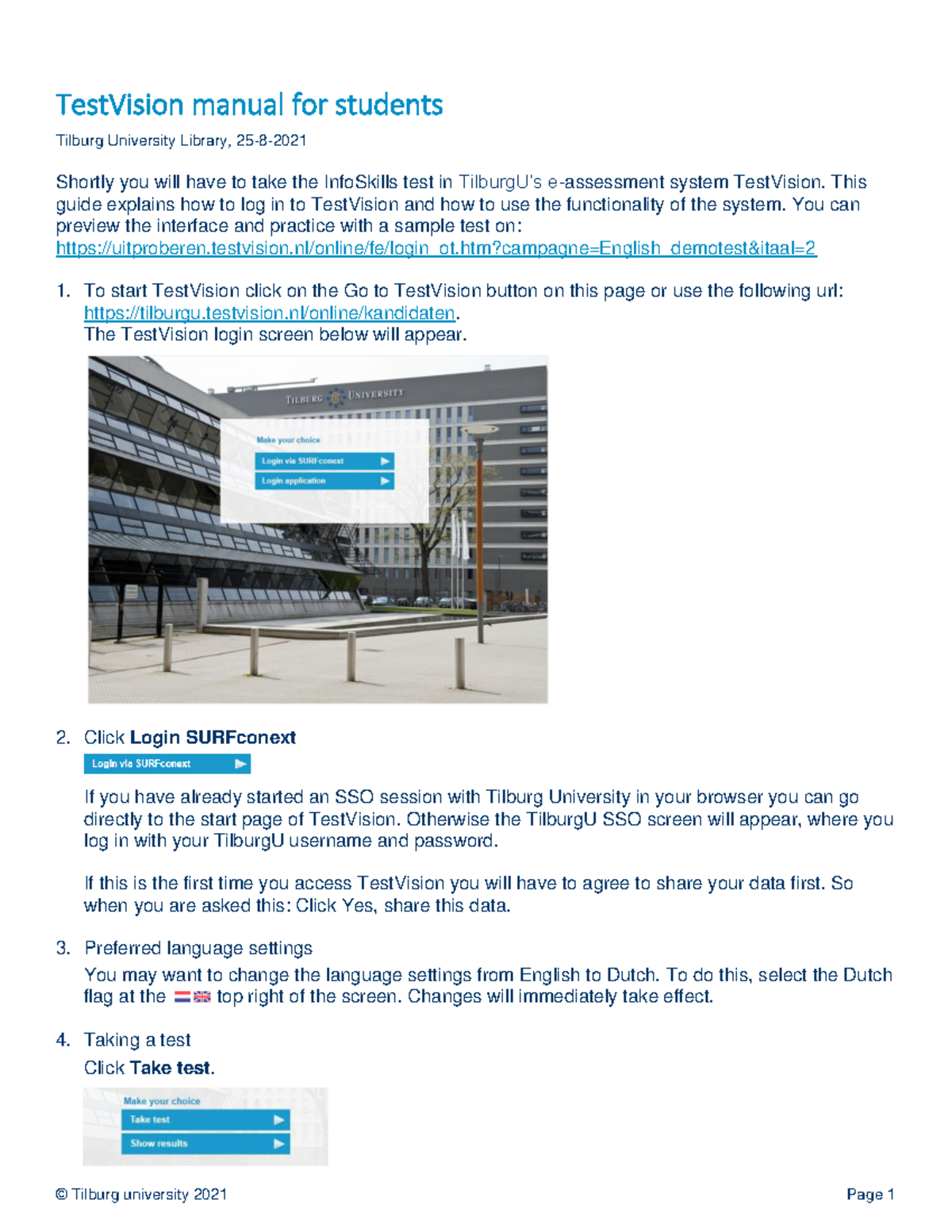 Test Vision manual for students - © Tilburg university 2021 Page 1 ...