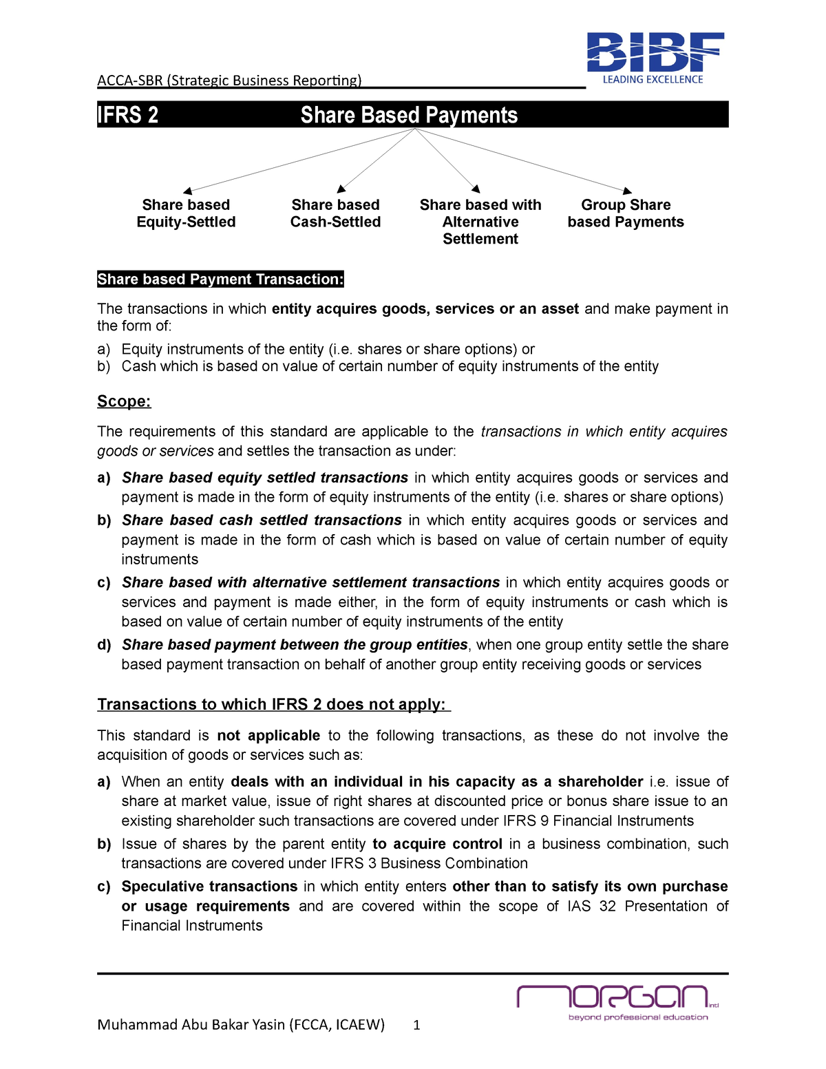 Lesson 2 - IFRS 2 - IFRS 2 - IFRS 2 Share Based Payments Share Based ...