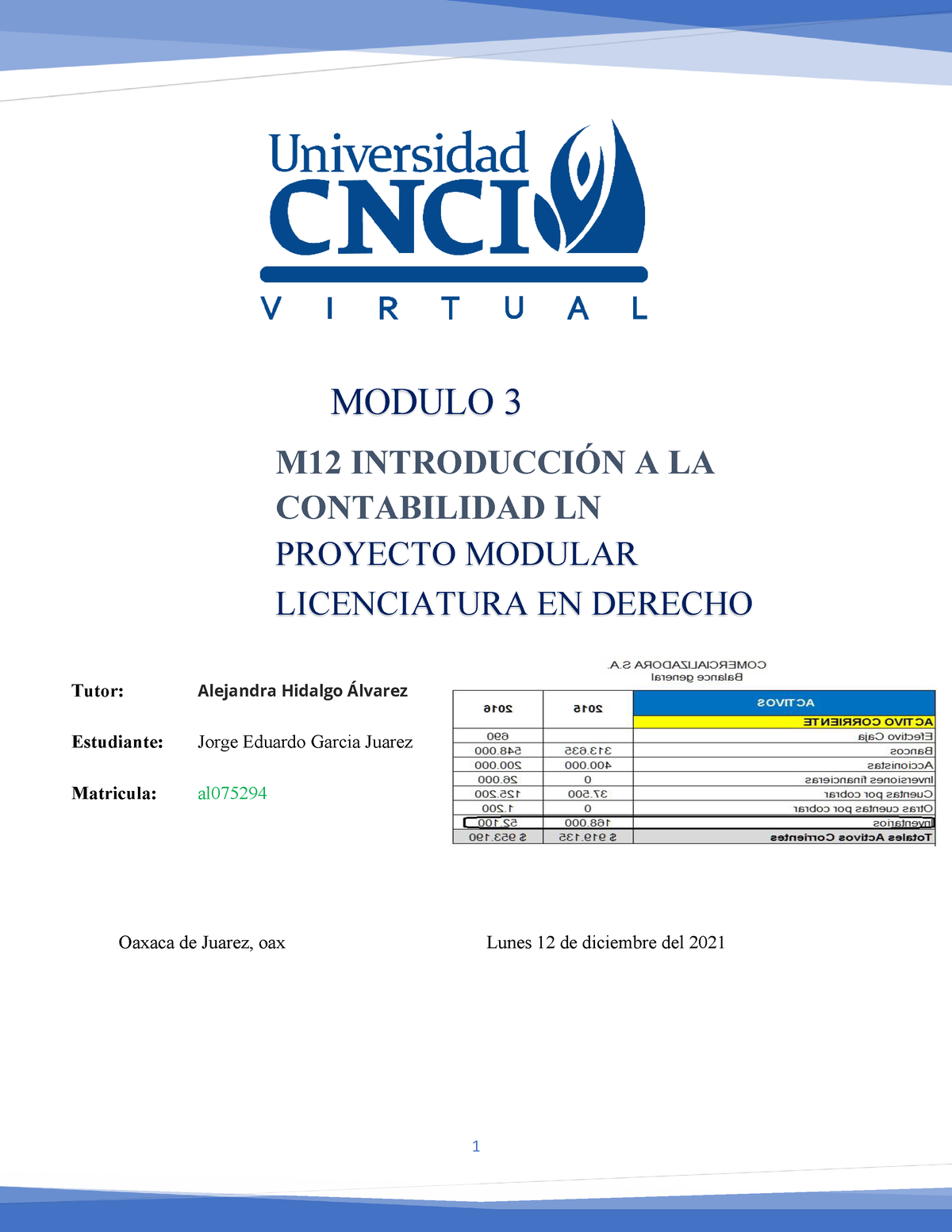 Proyecto Modular Intro Contabilidad De Uni Cnci Modulo 3 M12 IntroducciÓn A La Contabilidad Ln 2538