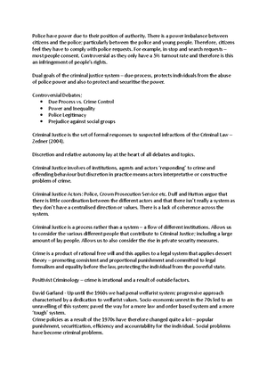 Week 1 Lecture 2 Notes - Week 1 Lecture 2 Notes Overview Criminal ...