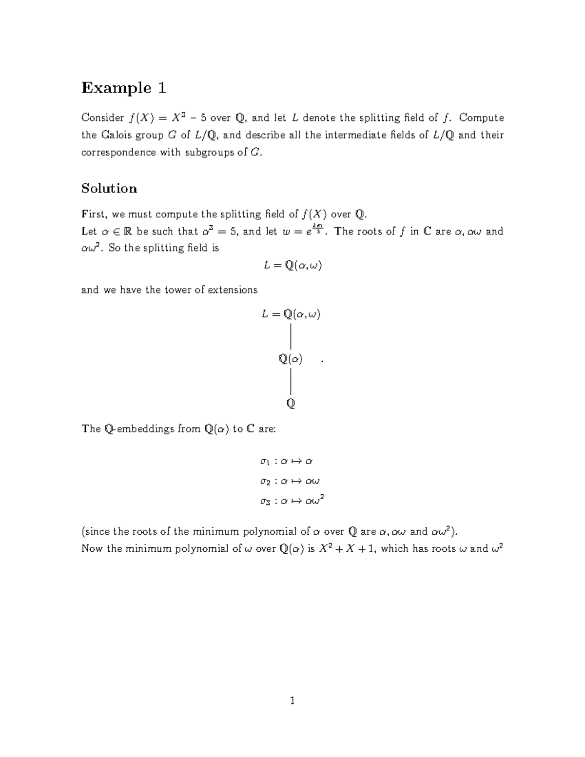 4. Galois Theory Galois Group Examples - Example 1 Considerf(X) =X 3 −5 ...