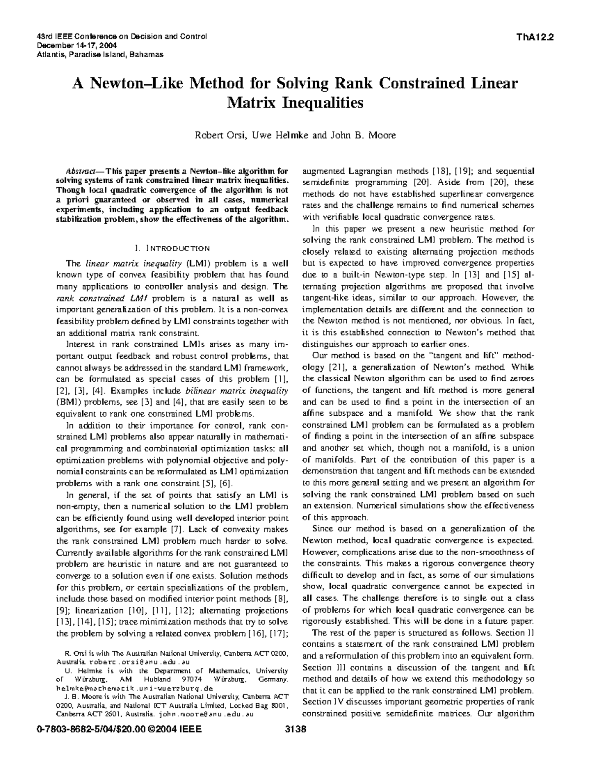 A newton–like method for solving rank constrained linear matrix ...