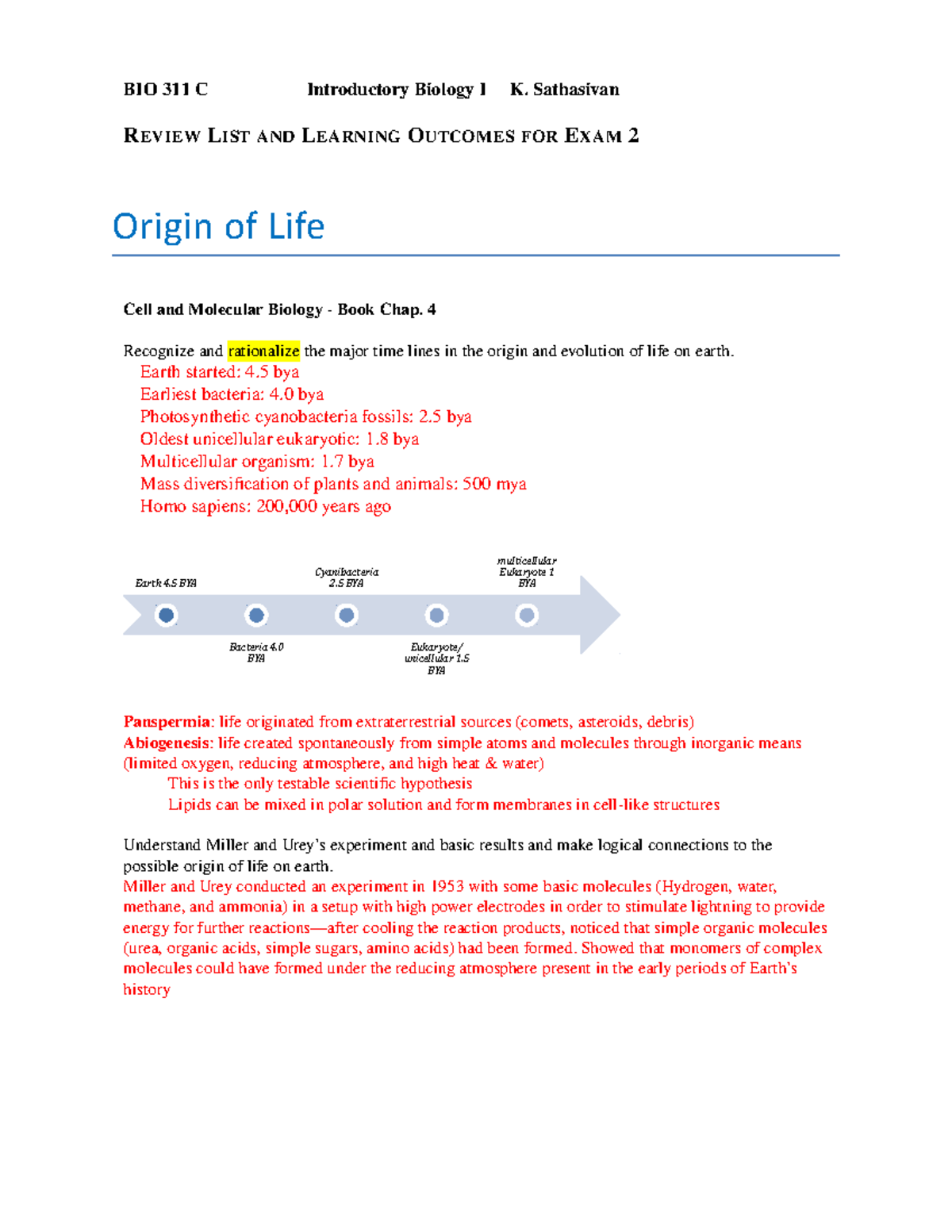 Exam 2 Review - Developmental Biology - BIO 311 C Introductory Biology ...