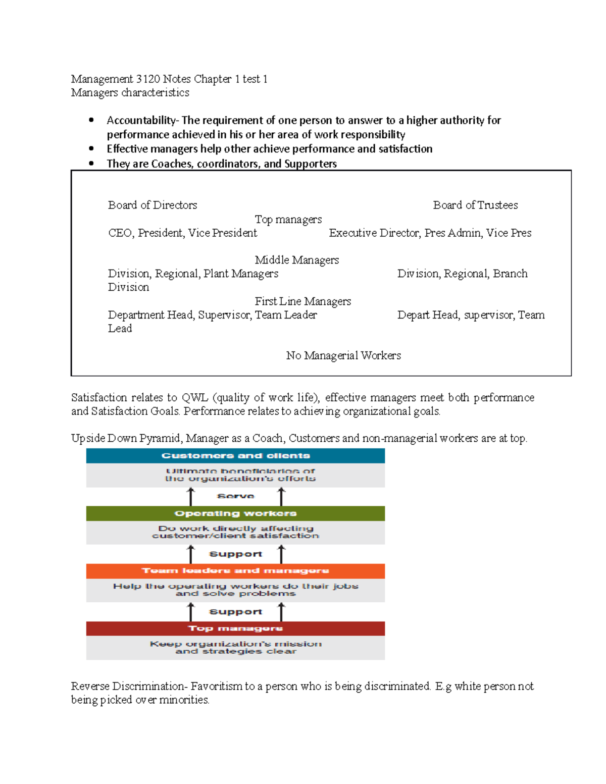 MGT 3120 Test 1 Notes 2:1:17 - Management 3120 Notes Chapter 1 Test 1 ...