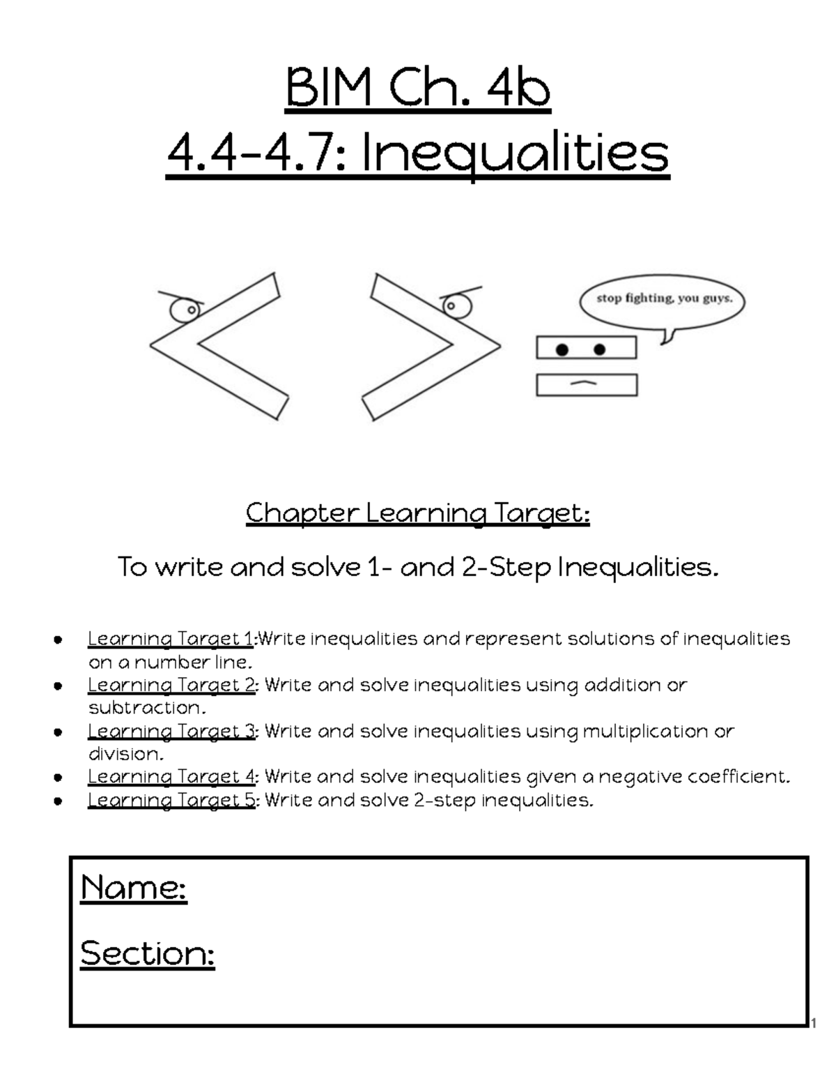 NOTES for math class LOLL - BIM Ch. 4b 4.4-4: Inequalities Chapter ...