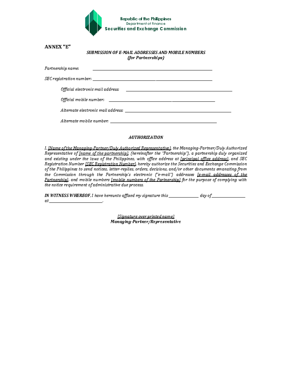 Annex E MC 28 - SEC Requirement - Republic of the Philippines ...