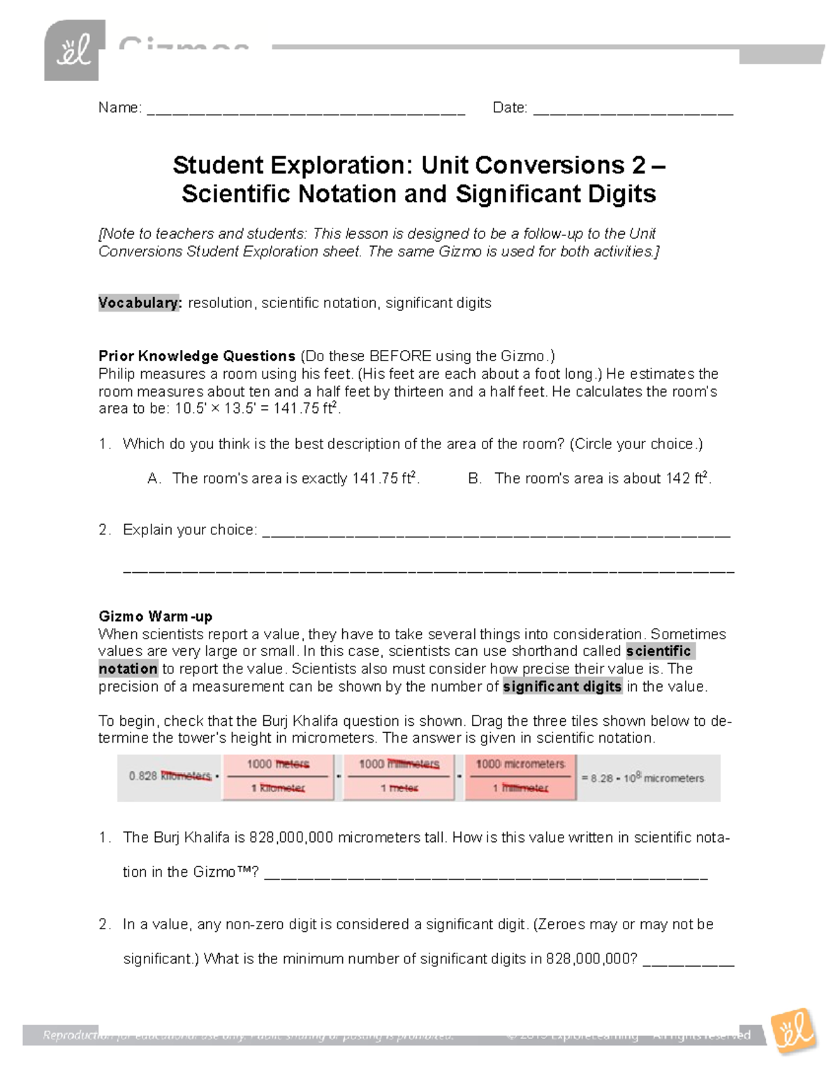 Unit Conversion And Significant Figures Crash Course Chemistry #2 Answers Unit Conversions 2SE 3 - Chem 1 - Name