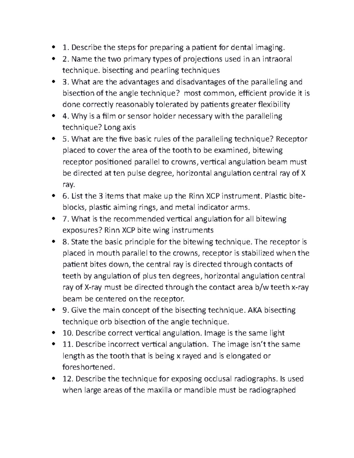 Document 93 an assignment for x rays what teeth should be x rayed and