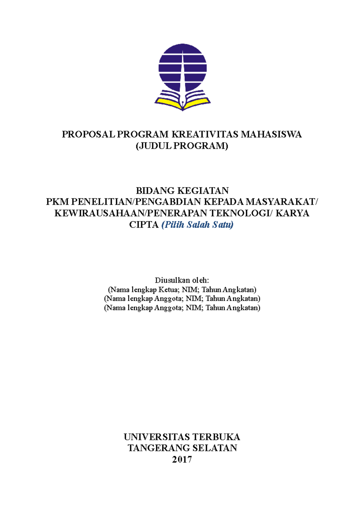 Format Sampul dan Lembar Pengesahan PKM - Berbasis Proposal - PROPOSAL ...