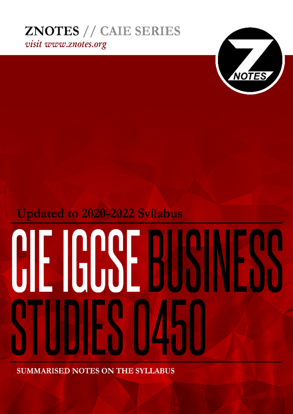 CIE Z Notes Business Studies Revision Guide - TABLE OF CONTENTS 2 ...