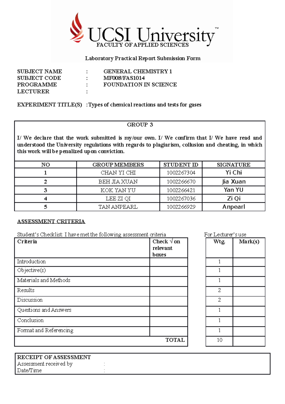 Experiment 1B - ..... - FACULTY OF APPLIED SCIENCES Laboratory ...