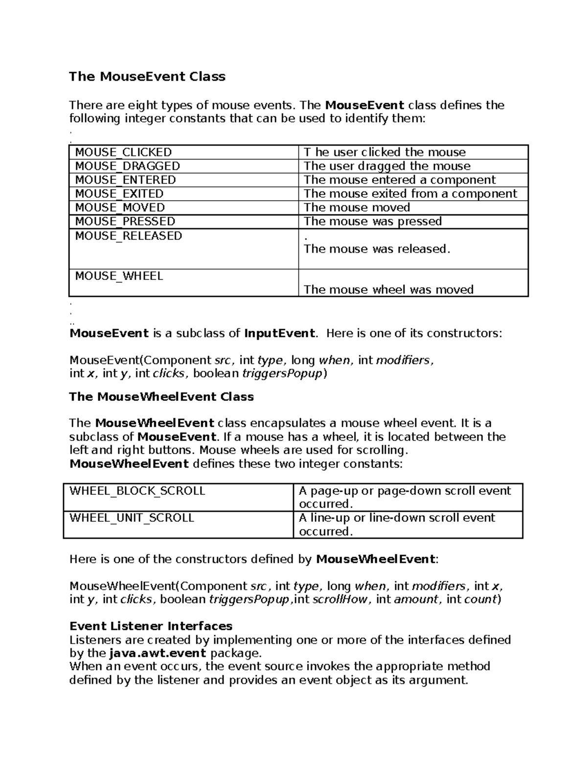 the-mouse-event-class-the-mouseevent-class-there-are-eight-types-of