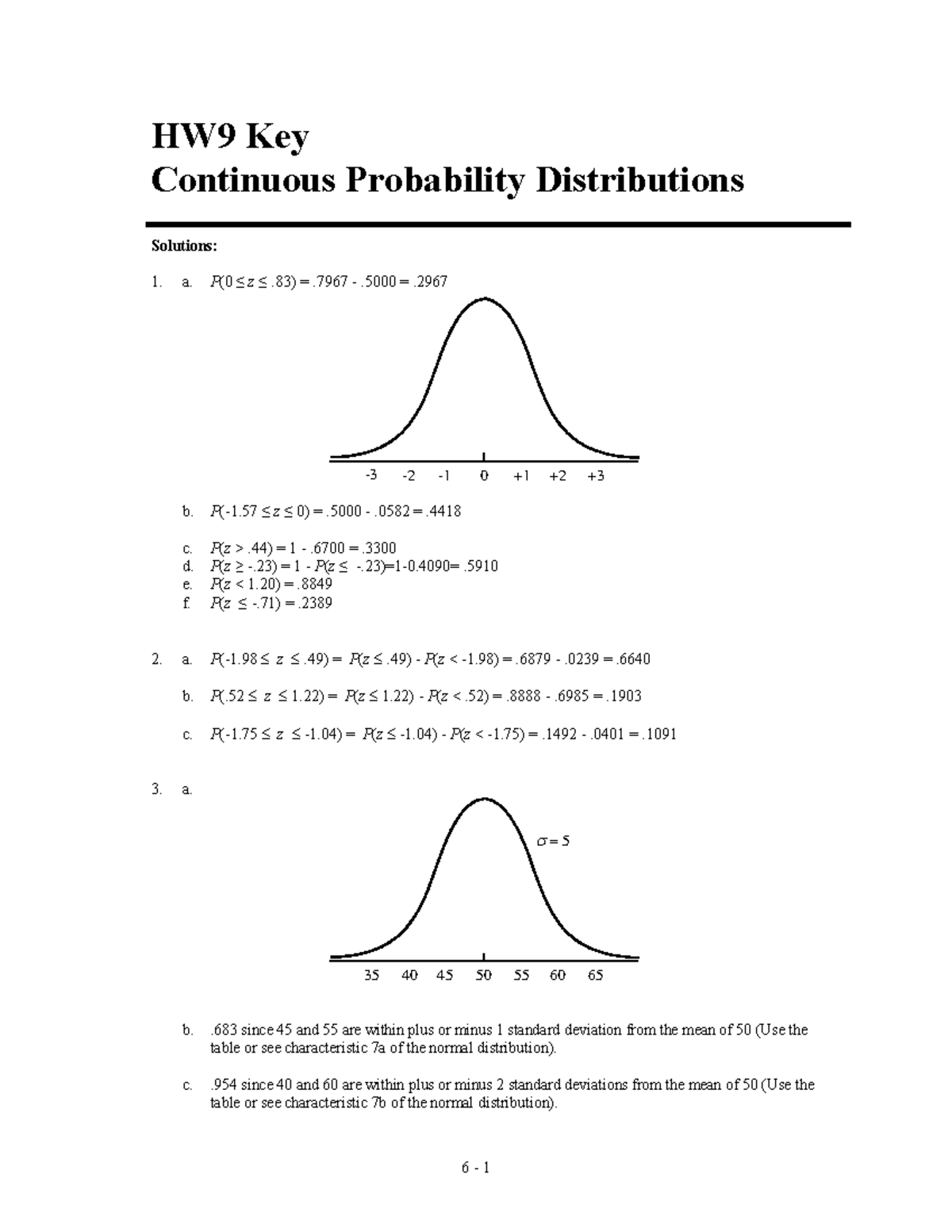 Bus Stats HW 9Key - Key to chapter 9 Homework. - 6 - 1 HW9 Key ...