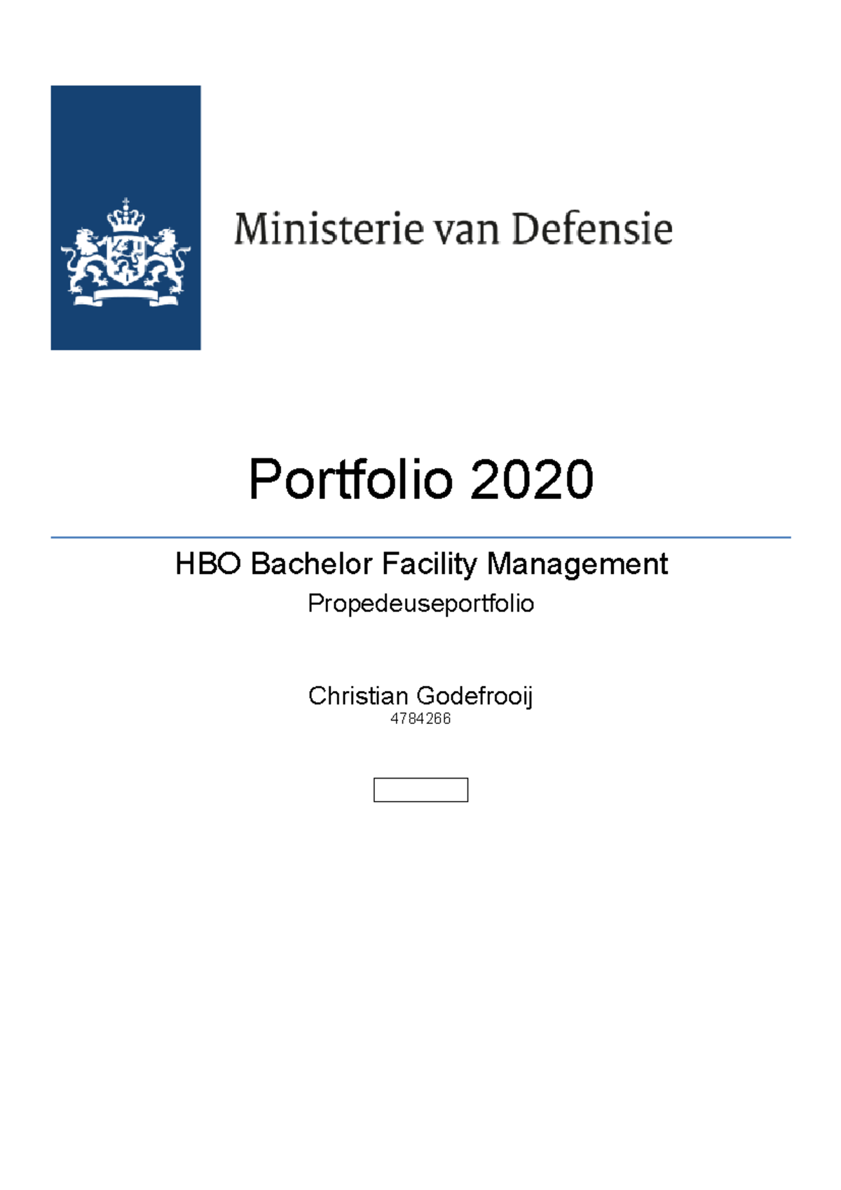 Portfolio 2020 Christian Godefrooij Portfolio 2020 Hbo Bachelor Facility Management Studeersnel