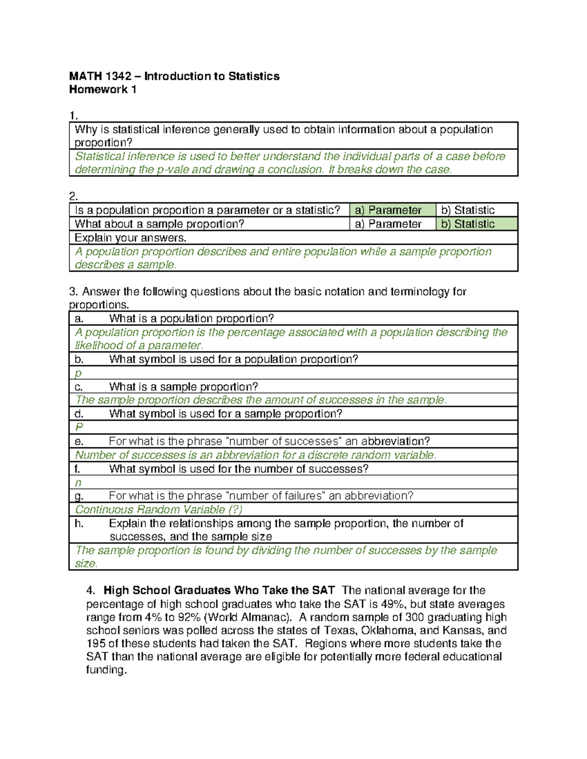 HW 1 - Henderson - MATH 1342 – Introduction to Statistics Homework 1 1 ...