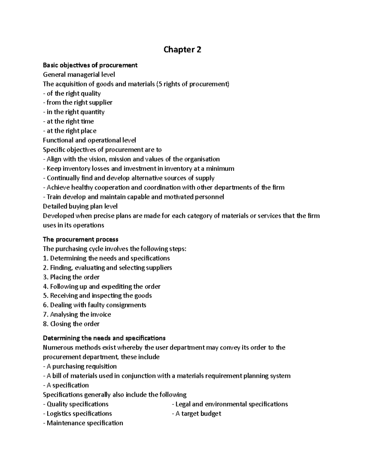 Chapter 2 - Summary Business management - Chapter 2 Basic objectives of ...