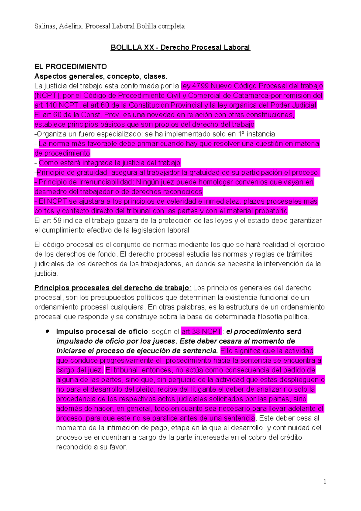 Bolilla XIX Procesal Laboral - BOLILLA XX - Derecho Procesal Laboral EL ...