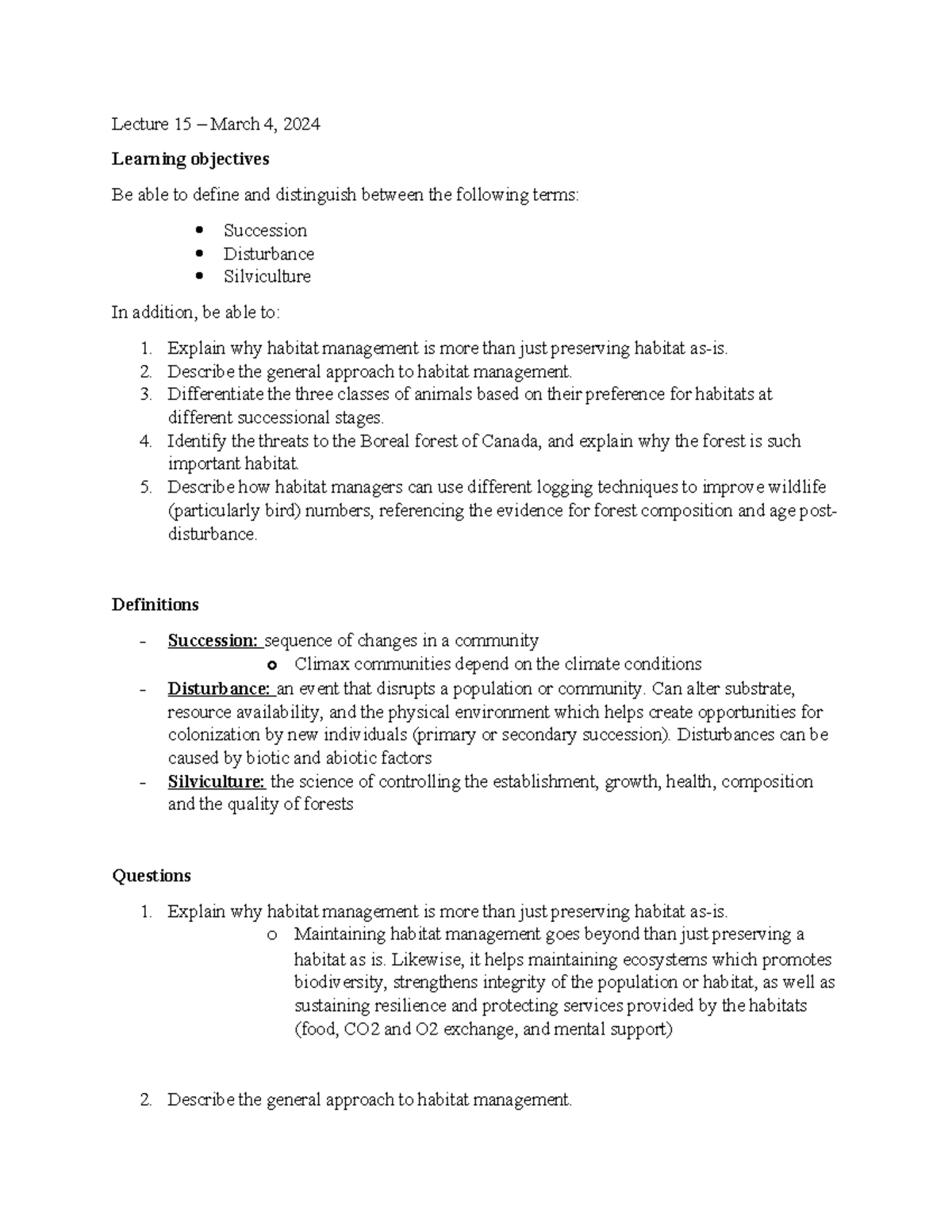 Lecture 15 - Lecture 15 – March 4, 2024 Learning objectives Be able to ...