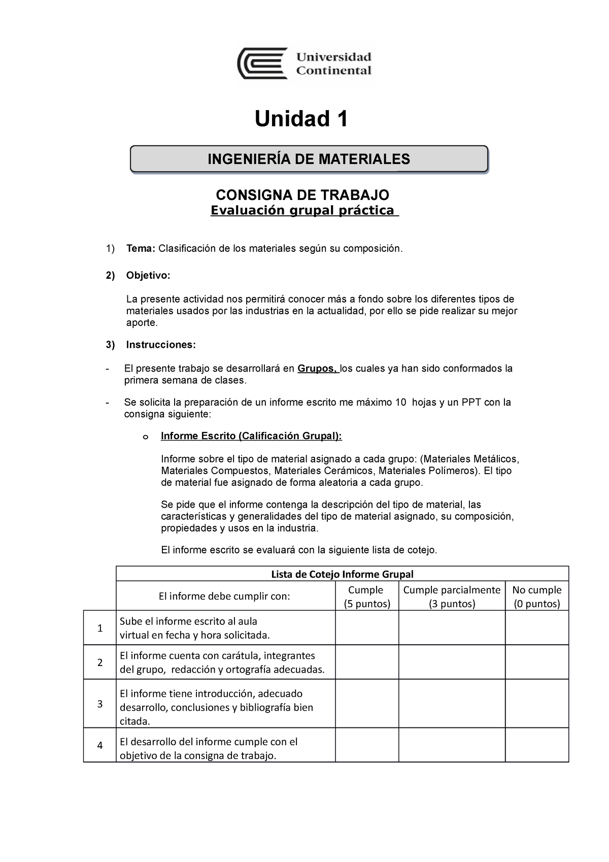 Consolidado 1 Tipo De Materiales - Unidad 1 CONSIGNA DE TRABAJO ...