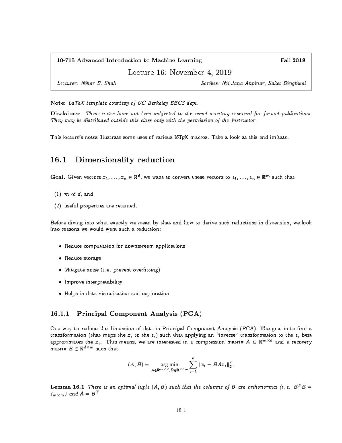 11-04 - good notes - 10-715 Advanced Introduction to Machine Learning ...