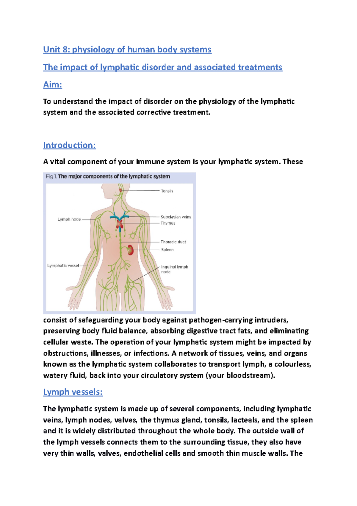 Unit 8 lymphatic 2 Unit 8 physiology of human body systems The