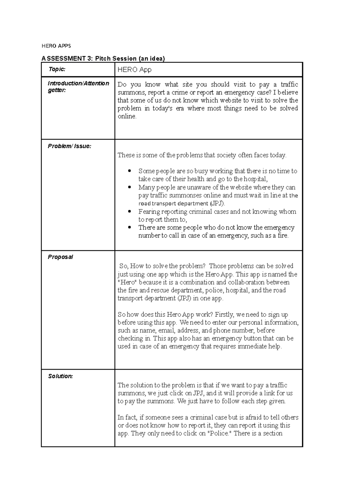 HERO APPS - medical app - HERO APPS ASSESSMENT 3: Pitch Session (an ...