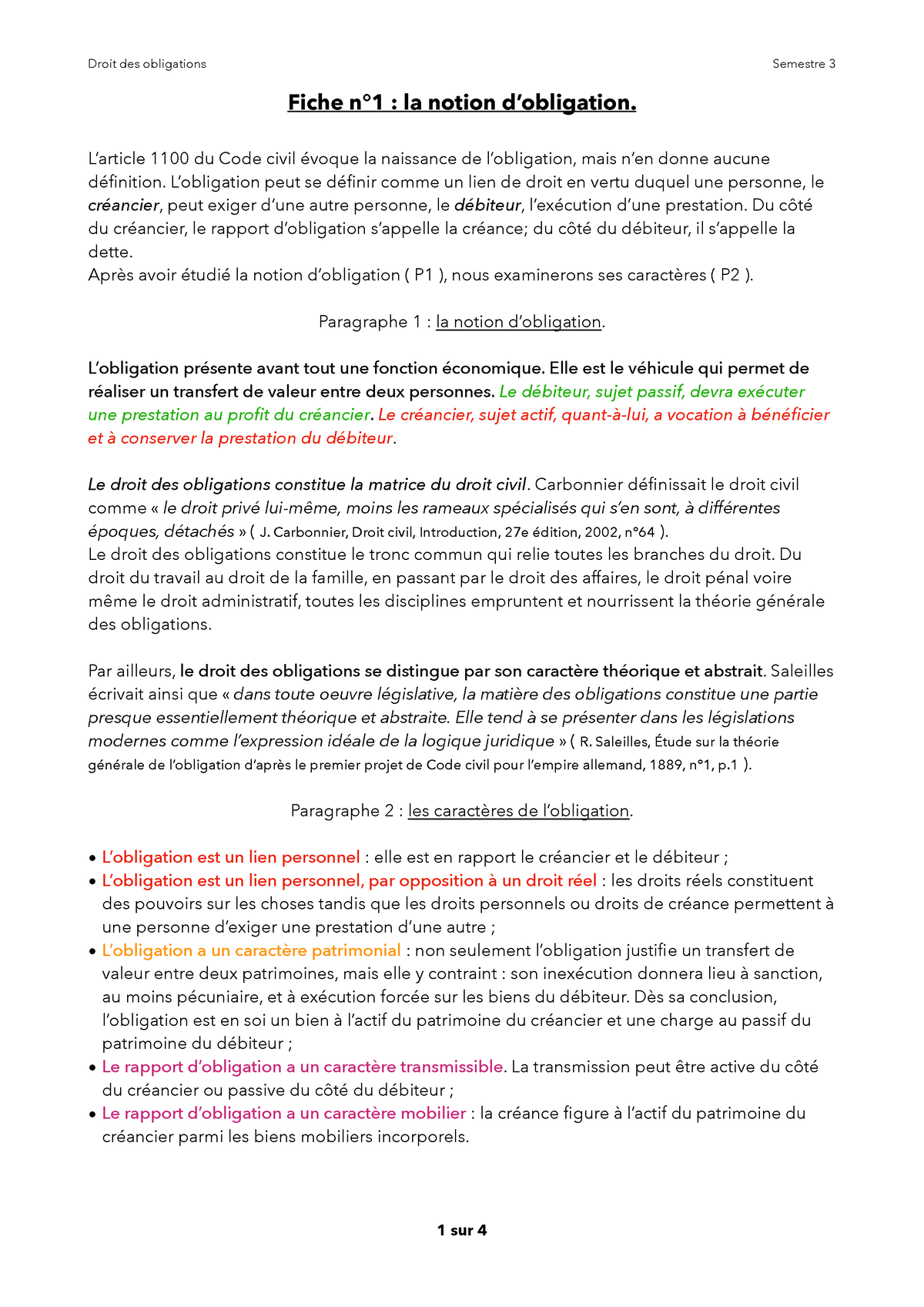 la notion d'obligation dissertation