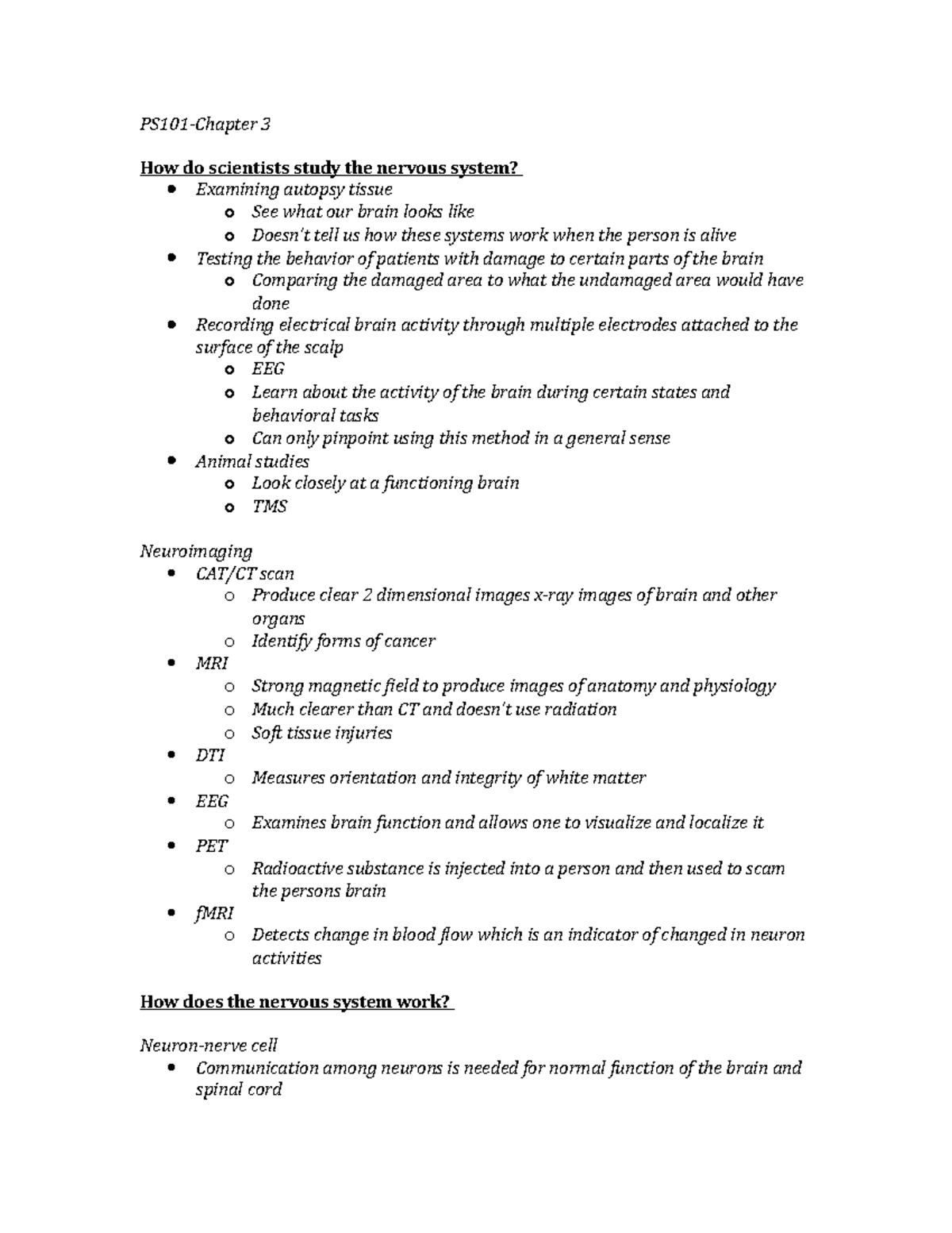 PS101-chapter 3 - Textbook Notes for chapter 3 - Psychology Around Us ...