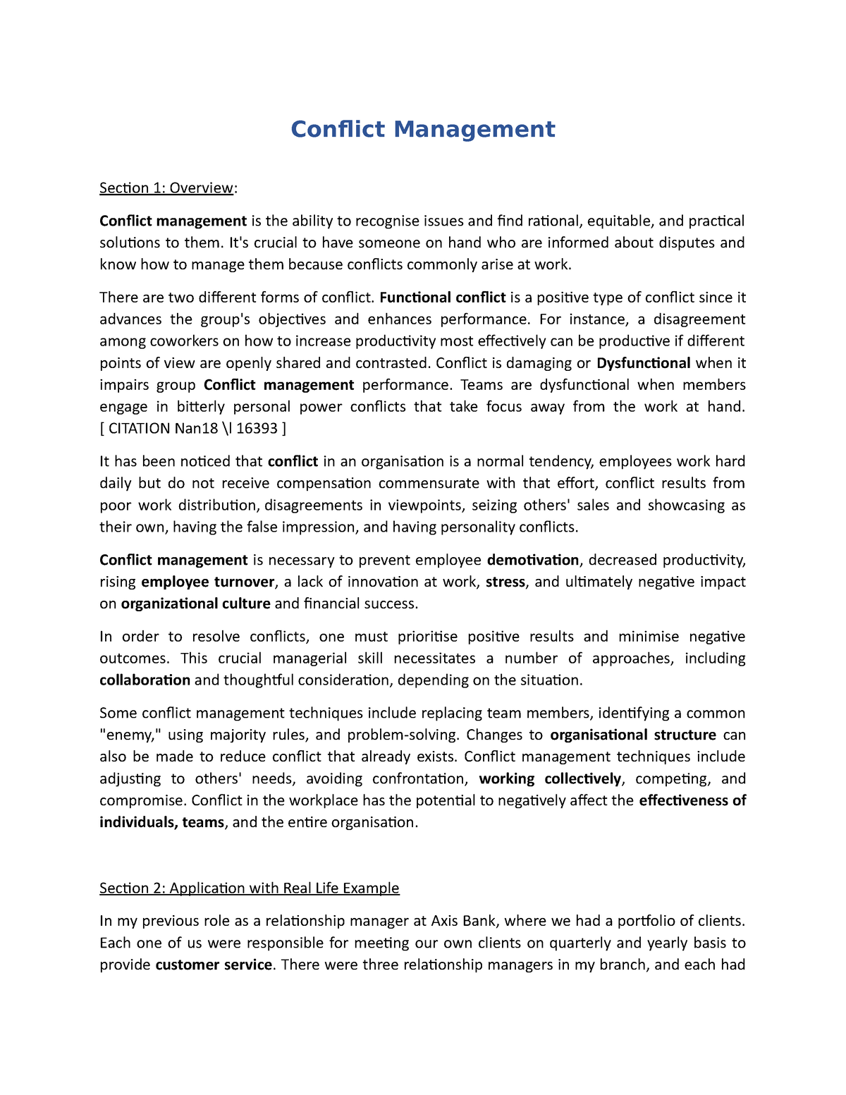 assignment 3 conflict management