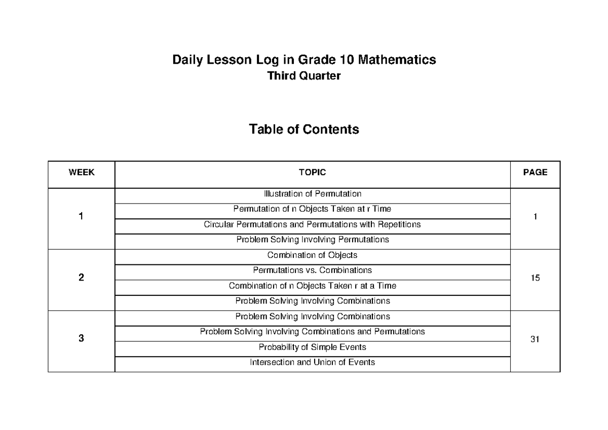 table-of-contents-grade-10-daily-lesson-log-daily-lesson-log-in-grade