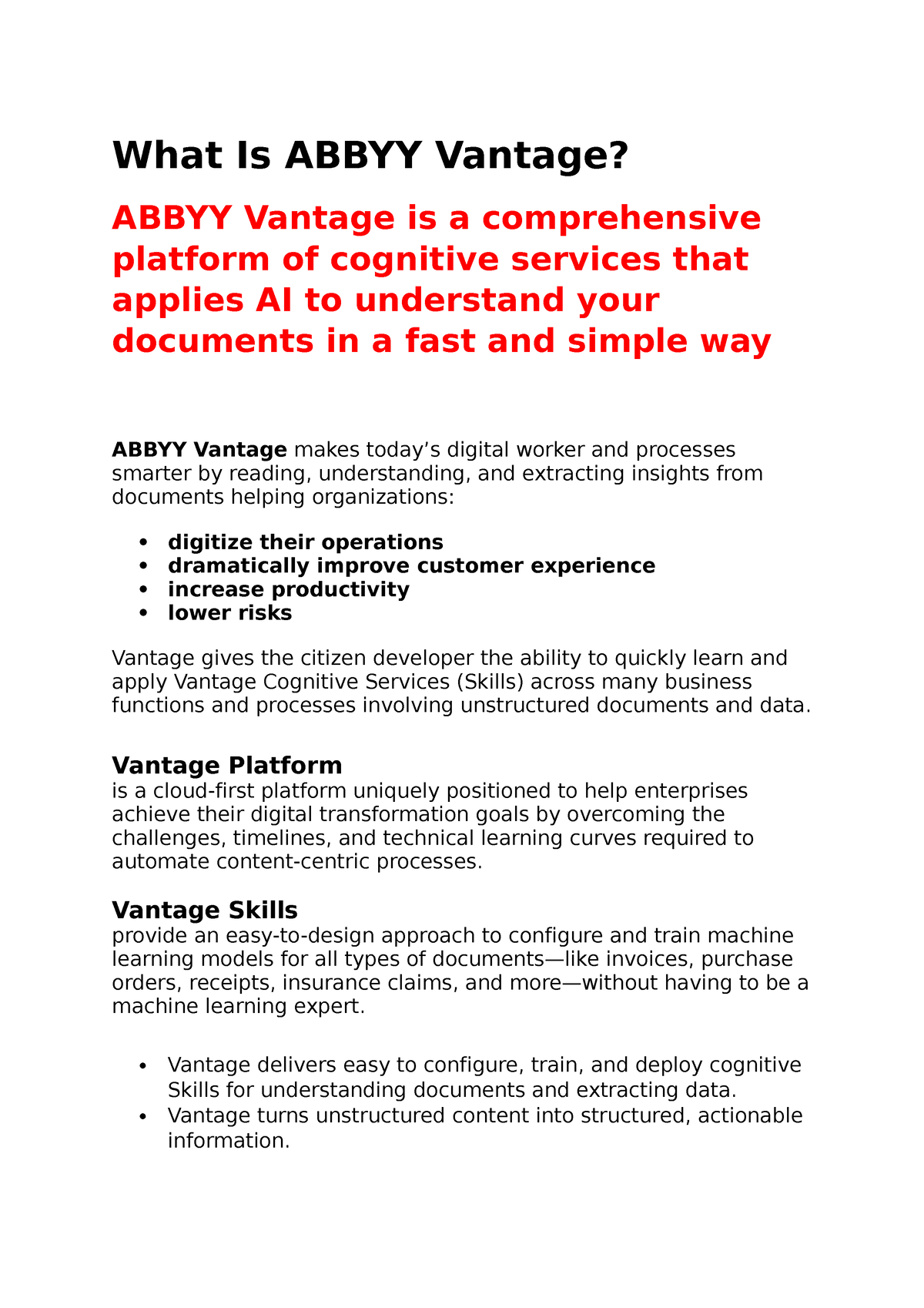 ABBYY on X: What is ABBYY Vantage? Our Intelligent Document