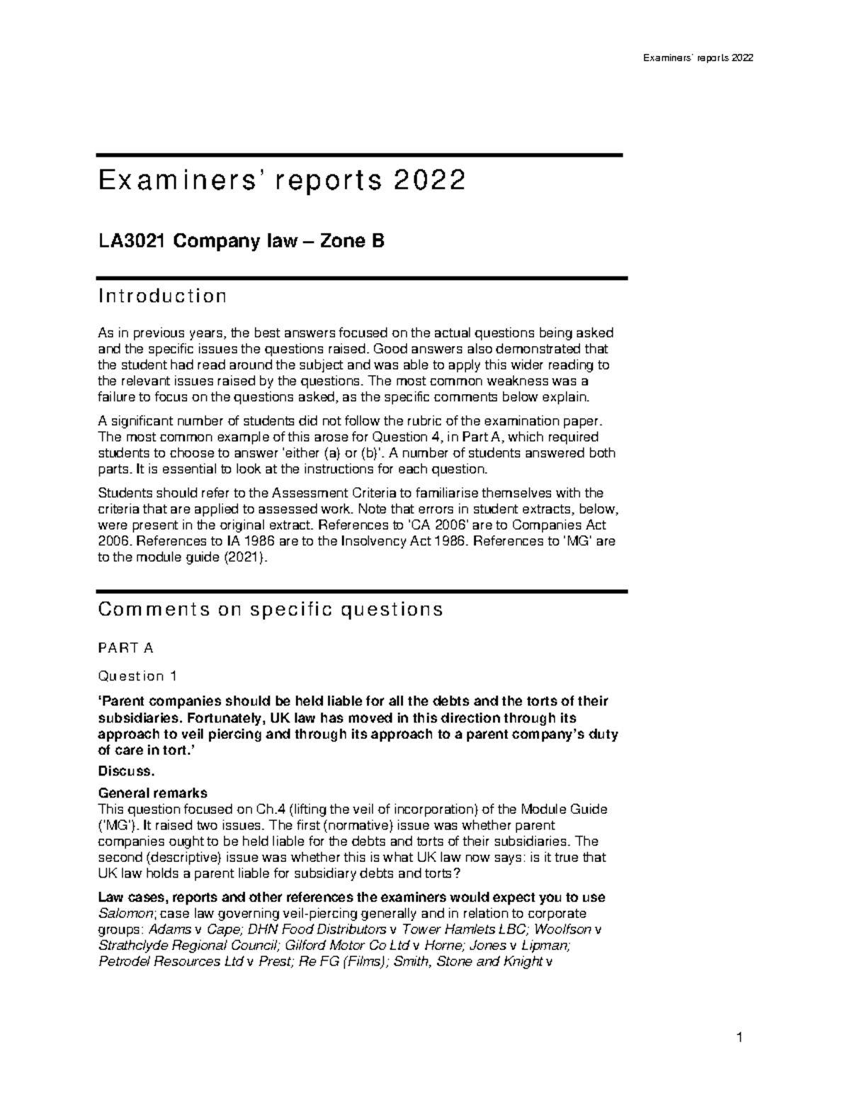 Company Report 2022 B - Will Help You With Preparation! - Examiners ...