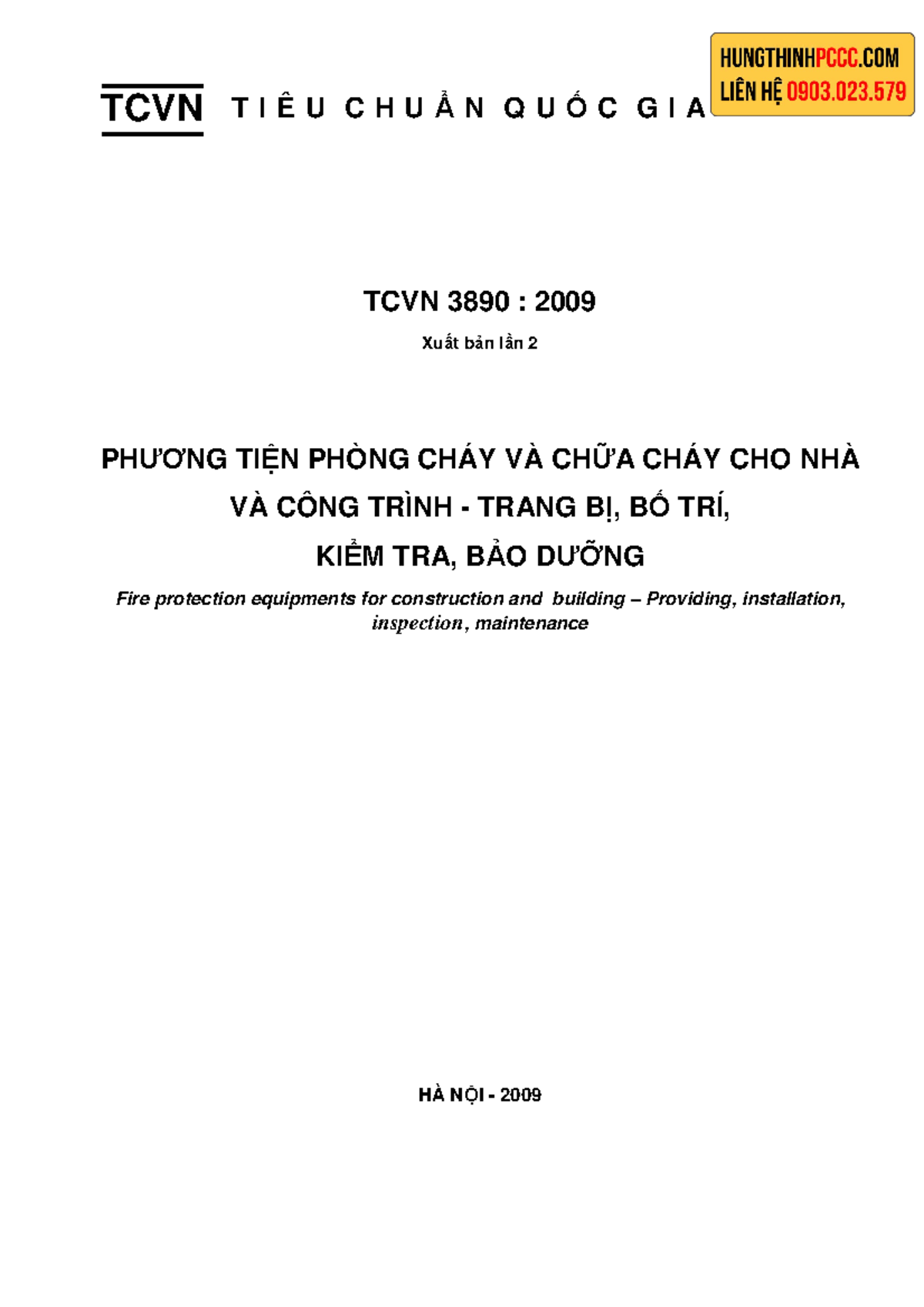 TCVN-3890-2009 - Phuong Tien PCCC - T I Ê U C H U N Q U C G I A TCVN ...