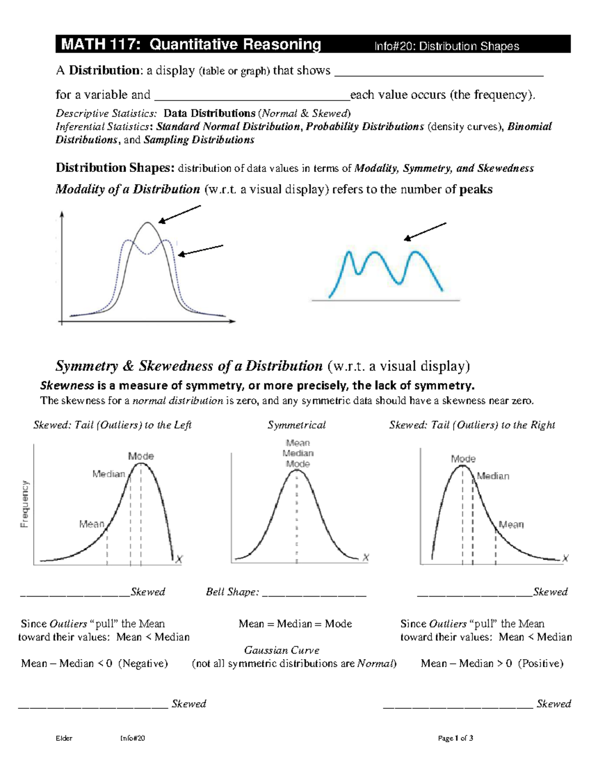 20-Info20-Distribution Shapes - Elder Info#20 Page 1 of 3 MATH 117 ...