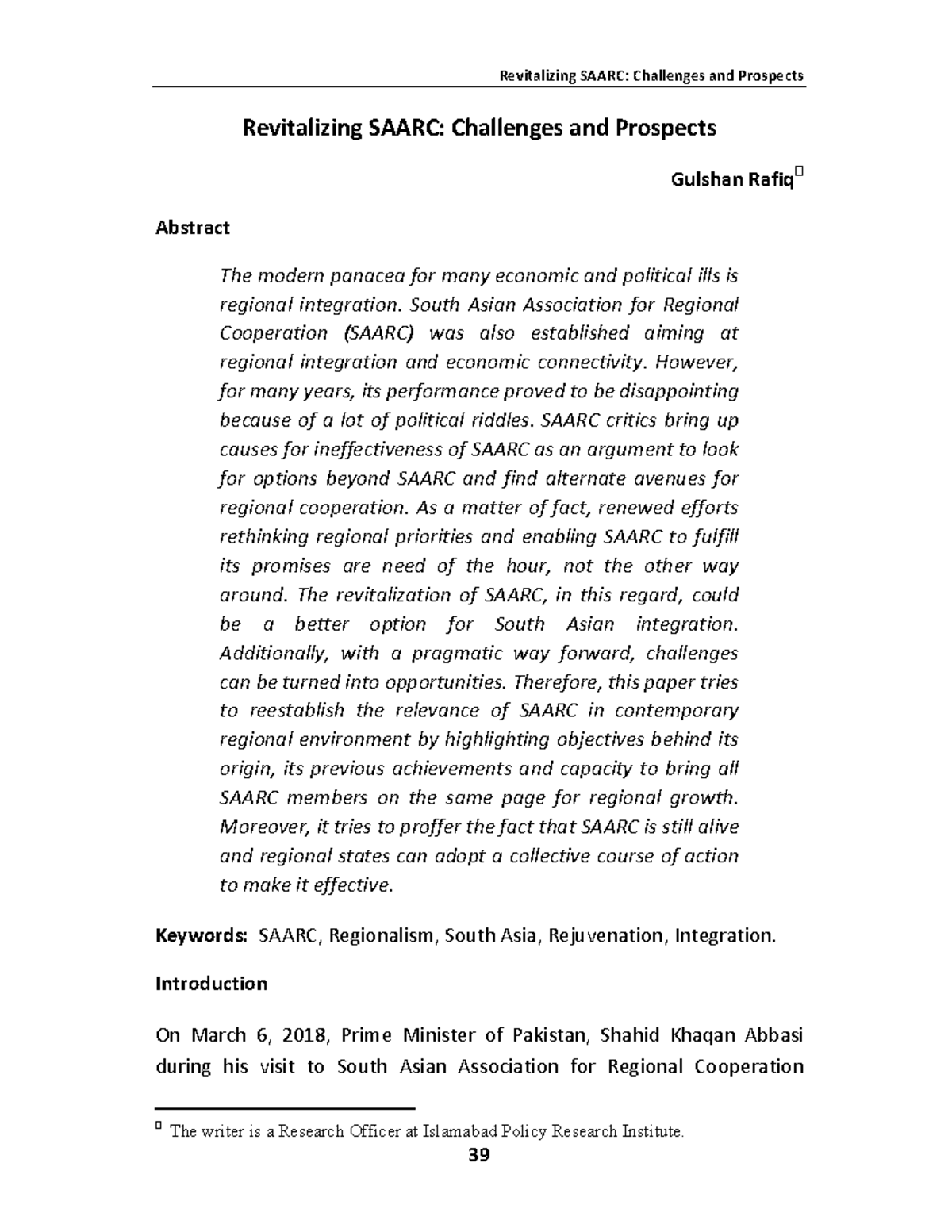 1.Revitalizing Saarc- Challenges and Prospects - Revitalizing SAARC ...