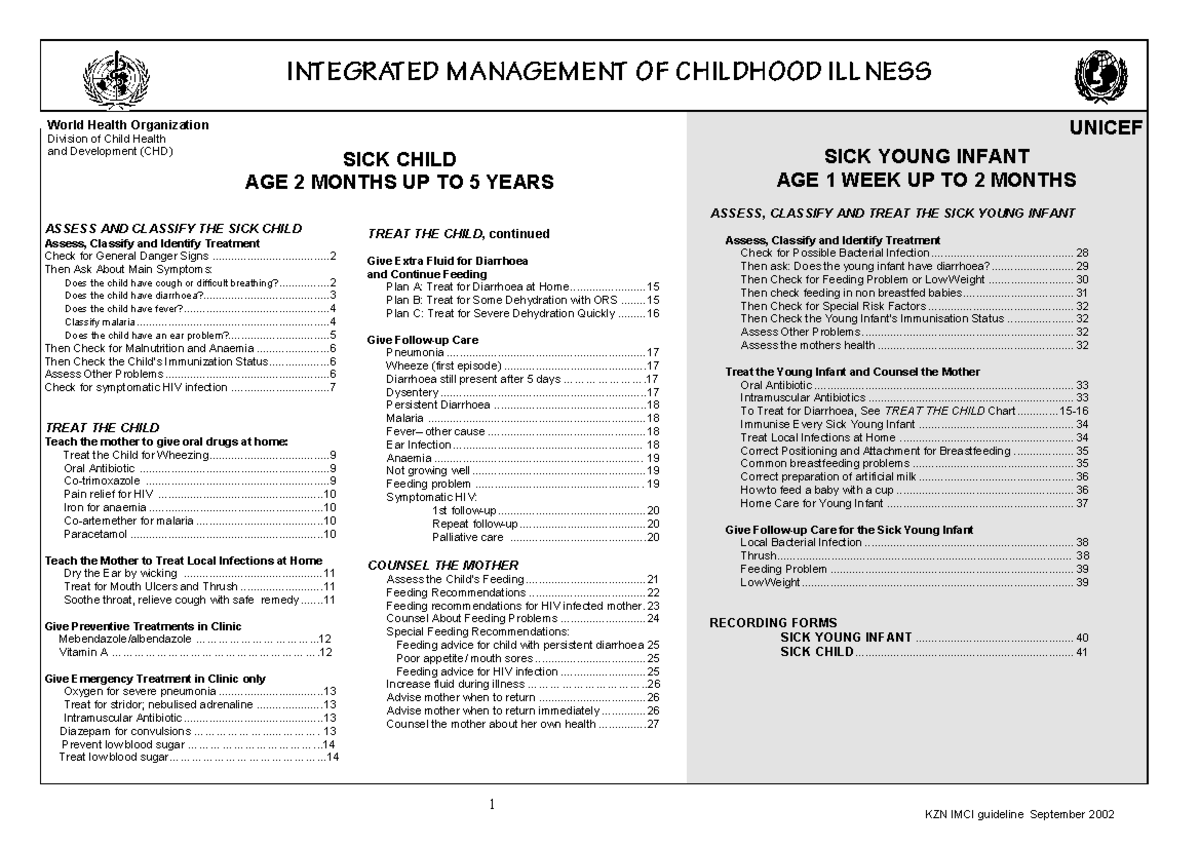 IMCI-Chart-Booklet - IMCI CHART BOOKLET - 1 TREAT THE CHILD, continued ...