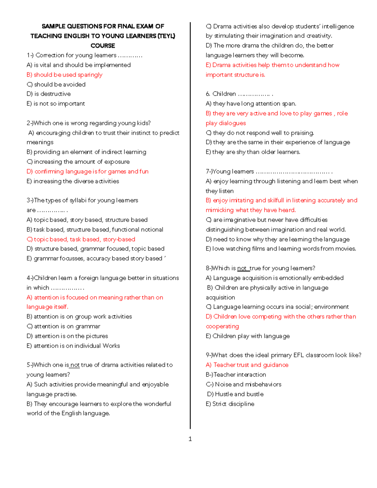 Document tyle - questions and answers - SAMPLE QUESTIONS FOR FINAL EXAM ...