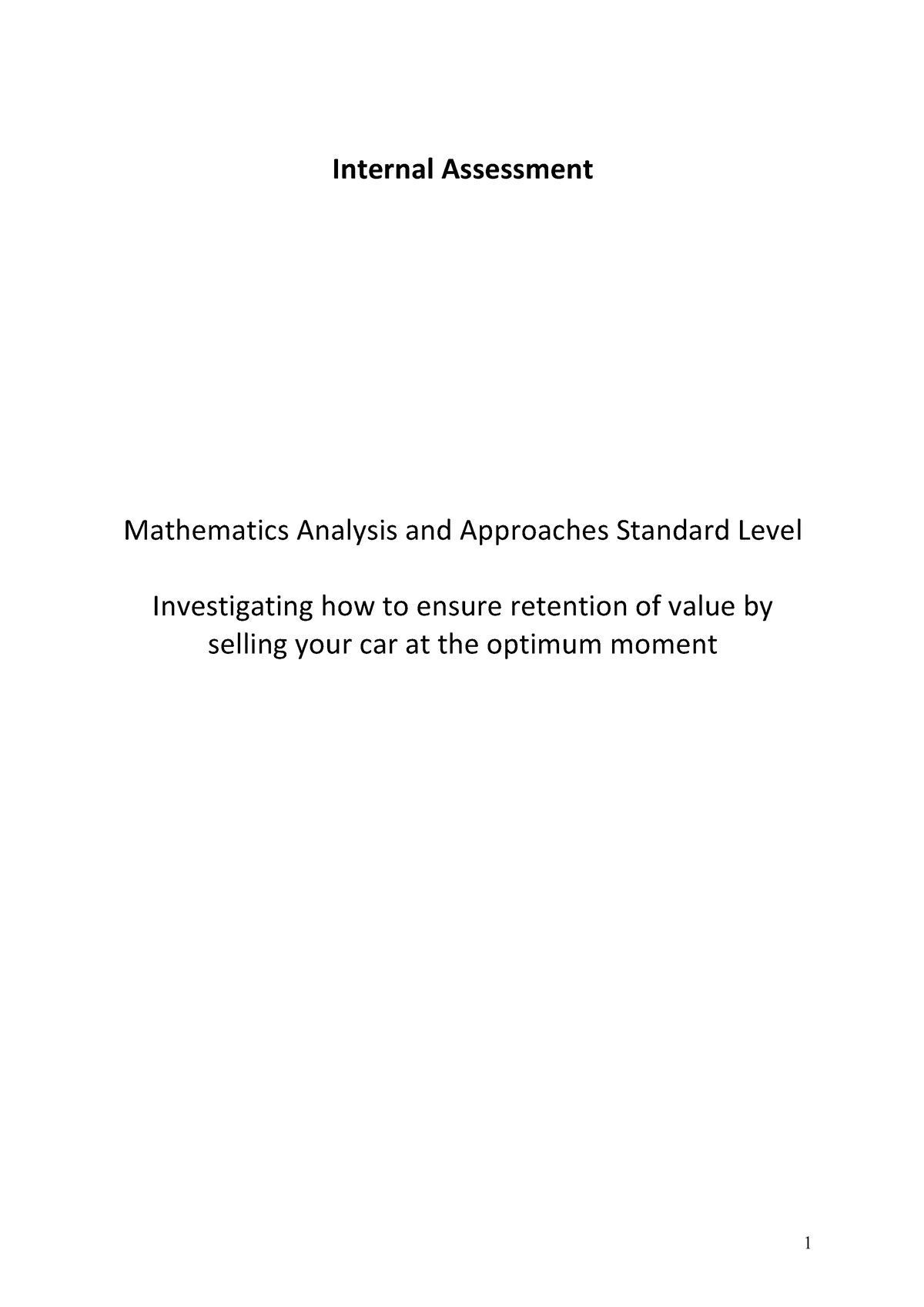 Math Internal Assessment Internal Assessment Mathematics Analysis And Approaches Standard 7827