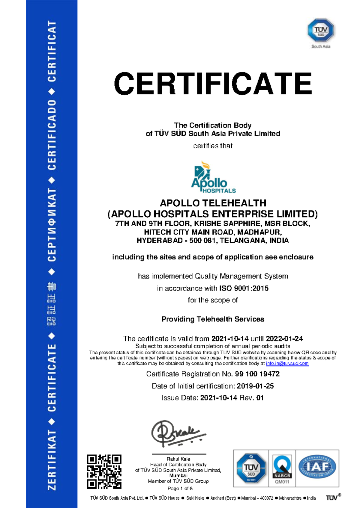 Apollo-telehealth - The Certification Body of TÜV SÜD South Asia ...
