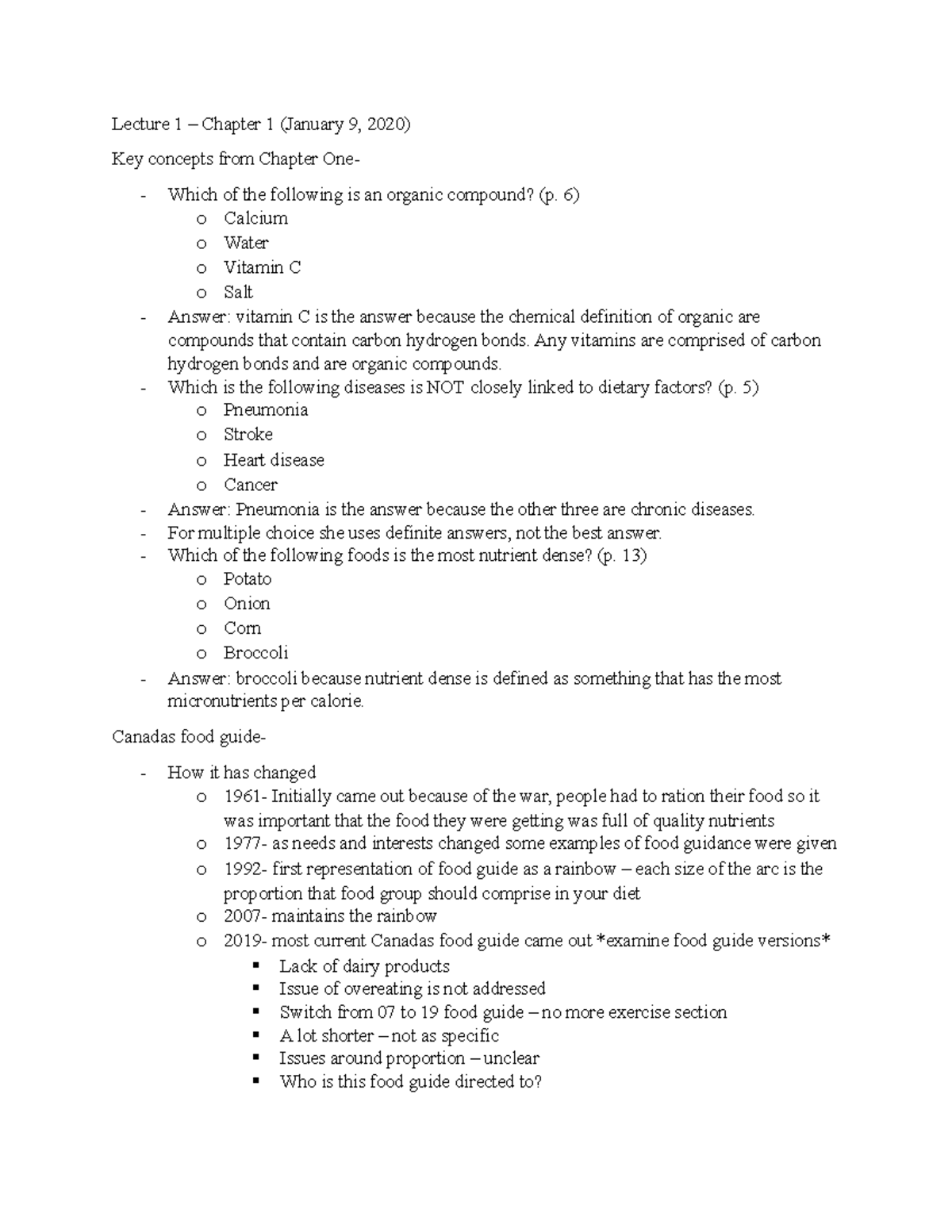 Lecture 1 (Chapter 1) - Class Notes - Lecture 1 – Chapter 1 (January 9 ...