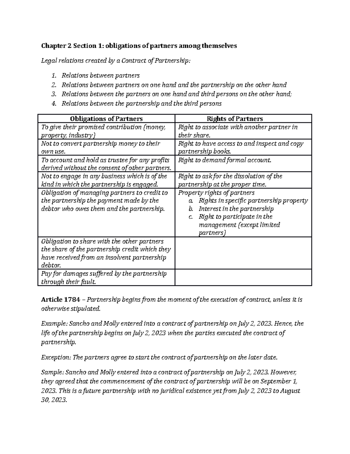 Chapter 2 Section 1 - SDASDAS - Chapter 2 Section 1: obligations of ...