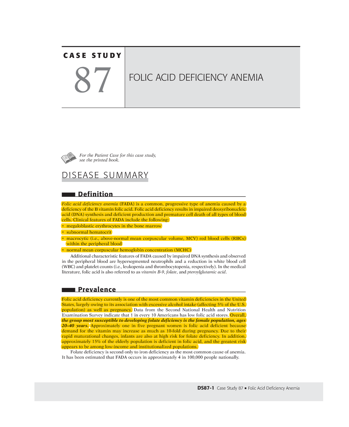 case study folic acid deficiency anemia