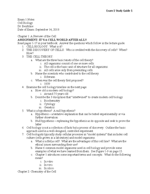 Cell Biology Exam 5 Notes - Warning: TT: undefined function: 32 Exam 5 ...